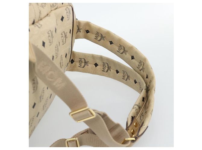 Zaino MCM Vicetos Logogram PVC Leather Beige Gold Auth 190802 D'oro - vista 10
