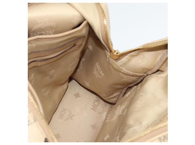 Zaino MCM Vicetos Logogram PVC Leather Beige Gold Auth 190802 D'oro - vista 22