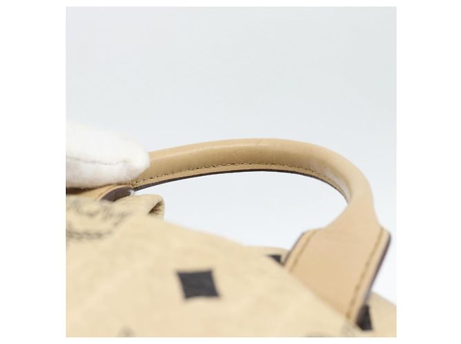Zaino MCM Vicetos Logogram PVC Leather Beige Gold Auth 190802 D'oro - vista 8