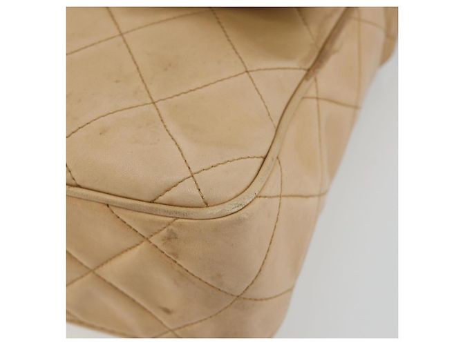 CHANEL Matelasse Shoulder Bag Lamb Skin Beige Gold CC Auth BA13808A D'oro - vista 15