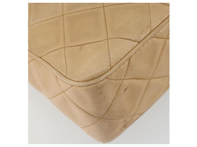 CHANEL Matelasse Shoulder Bag Lamb Skin Beige Gold CC Auth BA13808A D'oro - vista 18
