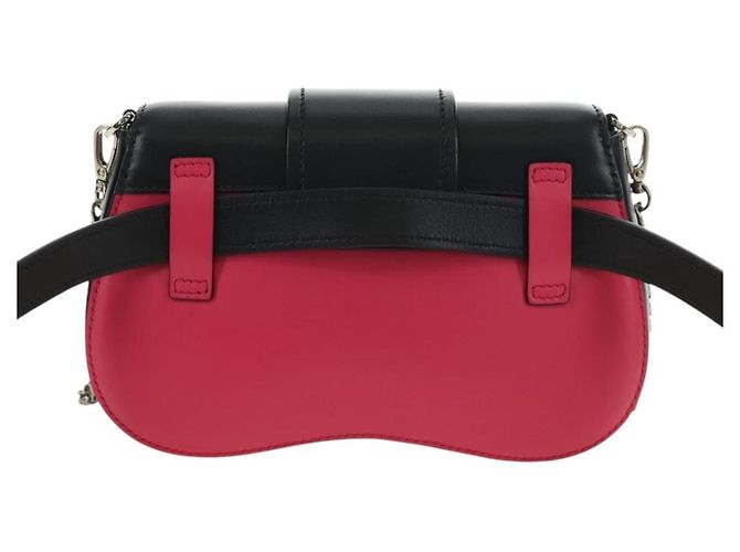 Borsa a Spalla con Catena PRADA Sydney in Pelle 2way Nero Rosa Argento Auth 186637SAM - vista 2