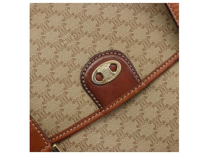 Céline Borsa CELINE Macadam Canvas PVC Beige Oro Auth 190386 D'oro - vista 17