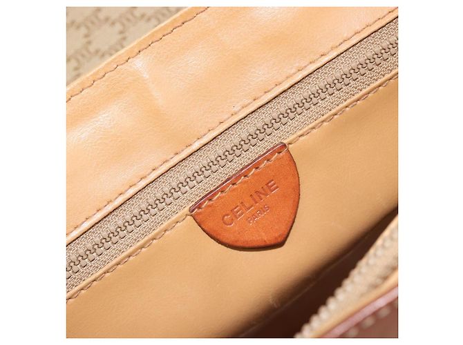 Céline Borsa CELINE Macadam Canvas PVC Beige Oro Auth 190386 D'oro - vista 19