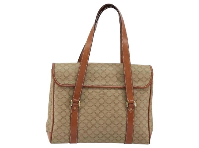 Céline Borsa CELINE Macadam Canvas PVC Beige Oro Auth 190386 D'oro - vista 2