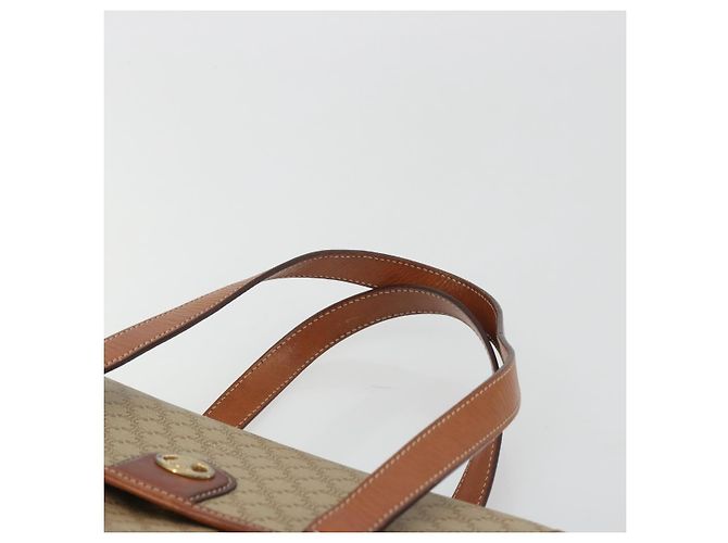 Céline Borsa CELINE Macadam Canvas PVC Beige Oro Auth 190386 D'oro - vista 8