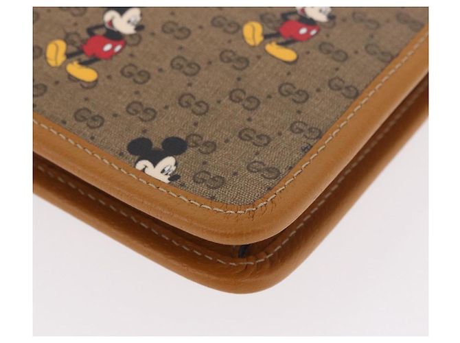Borsa GUCCI Disney Collaboration Micro GG Supreme PVC Beige 602552 Auth ep15084M D'oro - vista 11