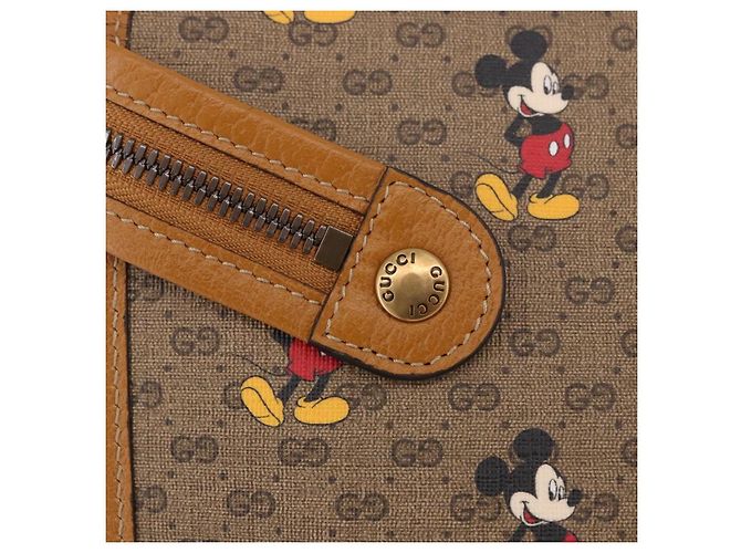 Borsa GUCCI Disney Collaboration Micro GG Supreme PVC Beige 602552 Auth ep15084M D'oro - vista 12