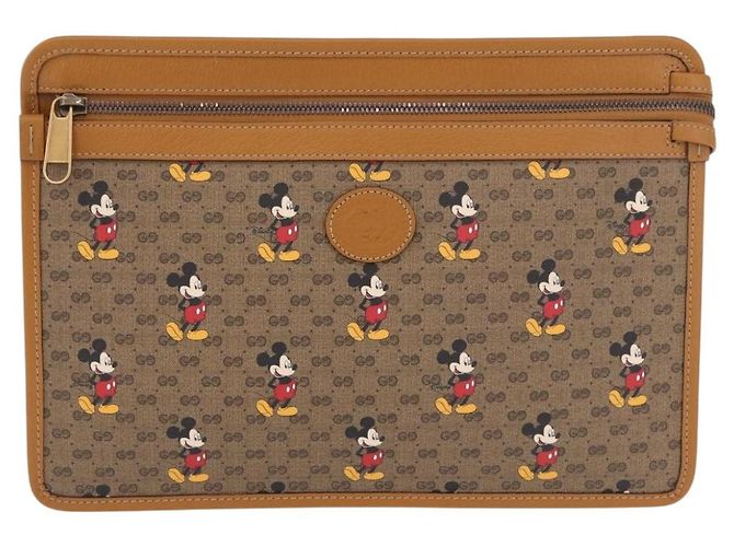 Borsa GUCCI Disney Collaboration Micro GG Supreme PVC Beige 602552 Auth ep15084M D'oro - vista 2