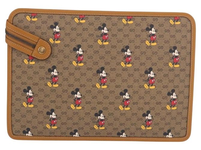 Borsa GUCCI Disney Collaboration Micro GG Supreme PVC Beige 602552 Auth ep15084M D'oro - vista 3