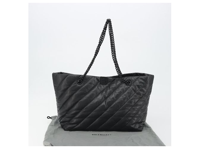 BALENCIAGA Crash Shoulder Bag Leather Black 777856 Auth mr2710V Nero - vista 12