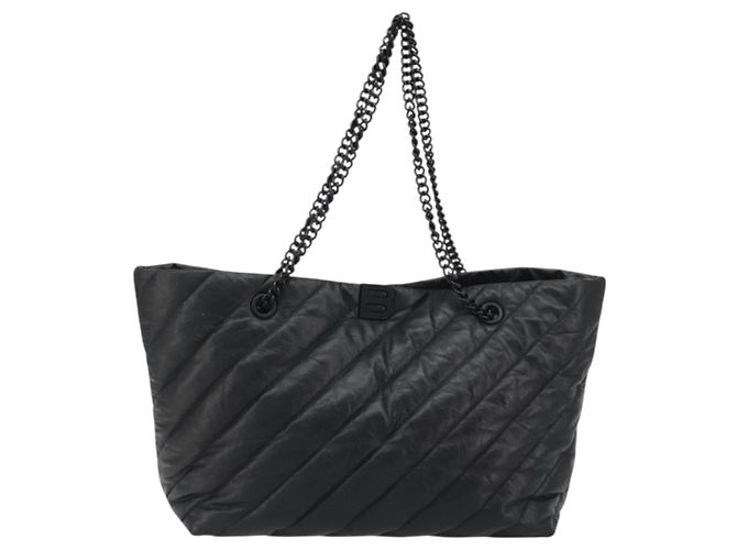 BALENCIAGA Crash Shoulder Bag Leather Black 777856 Auth mr2710V Nero - vista 13