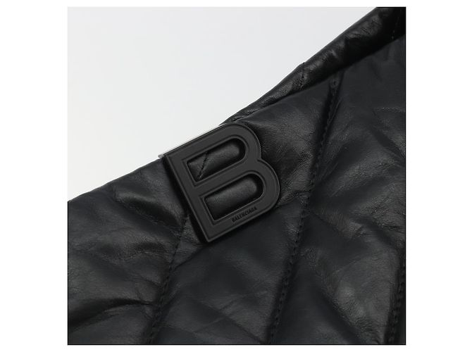 BALENCIAGA Crash Shoulder Bag Leather Black 777856 Auth mr2710V Nero - vista 18
