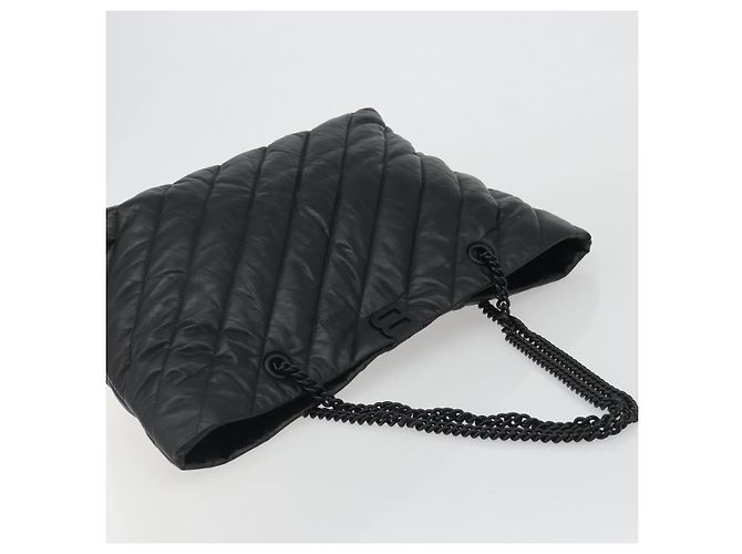 BALENCIAGA Crash Shoulder Bag Leather Black 777856 Auth mr2710V Nero - vista 6