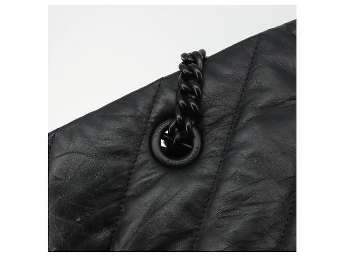 BALENCIAGA Crash Shoulder Bag Leather Black 777856 Auth mr2710V Nero - vista 9