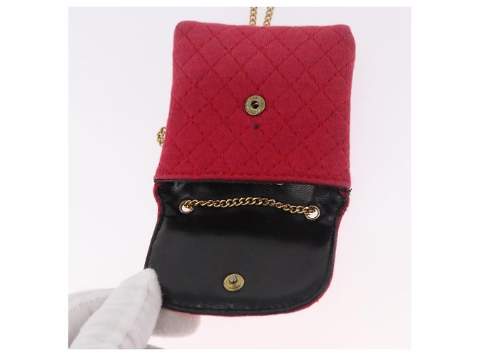 CHANEL Chain Pouch Cotton Pink Gold CC Auth mr2713 Rosa D'oro - vista 10