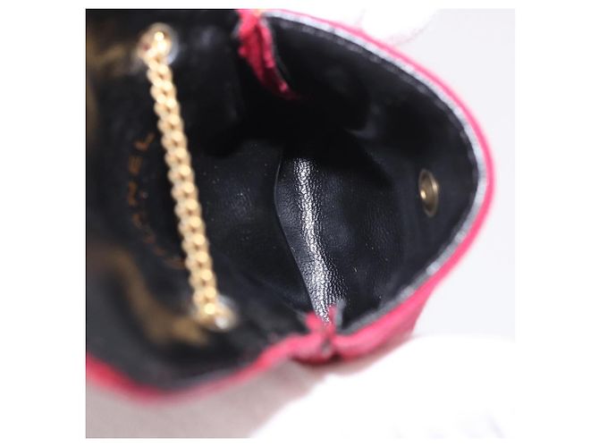 CHANEL Chain Pouch Cotton Pink Gold CC Auth mr2713 Rosa D'oro - vista 12