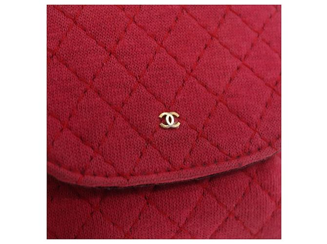 CHANEL Chain Pouch Cotton Pink Gold CC Auth mr2713 Rosa D'oro - vista 18