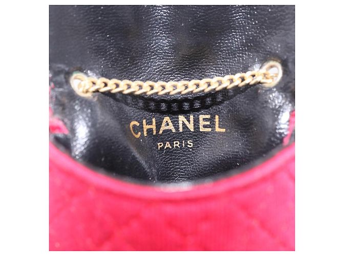 CHANEL Chain Pouch Cotton Pink Gold CC Auth mr2713 Rosa D'oro - vista 19