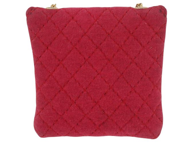 CHANEL Chain Pouch Cotton Pink Gold CC Auth mr2713 Rosa D'oro - vista 2