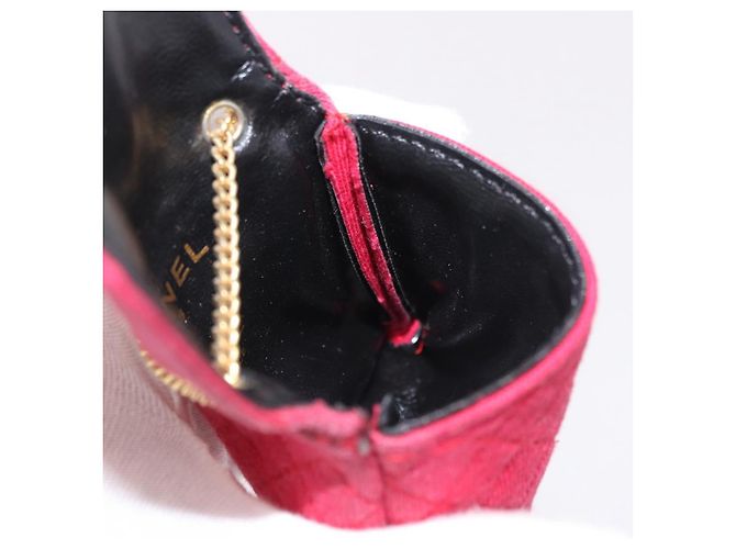 CHANEL Chain Pouch Cotton Pink Gold CC Auth mr2713 Rosa D'oro - vista 20