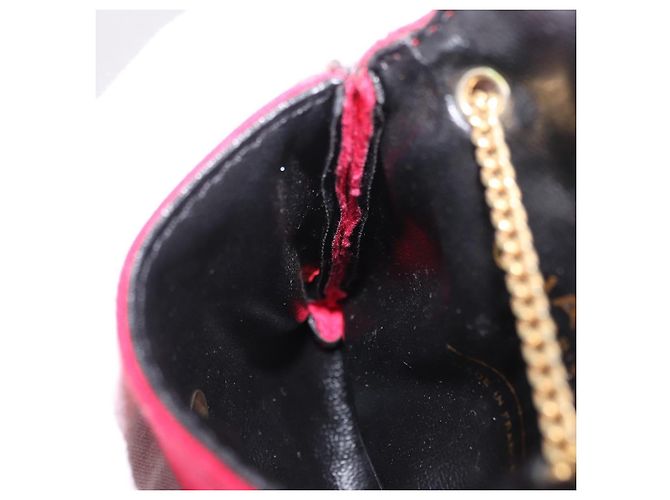 CHANEL Chain Pouch Cotton Pink Gold CC Auth mr2713 Rosa D'oro - vista 21
