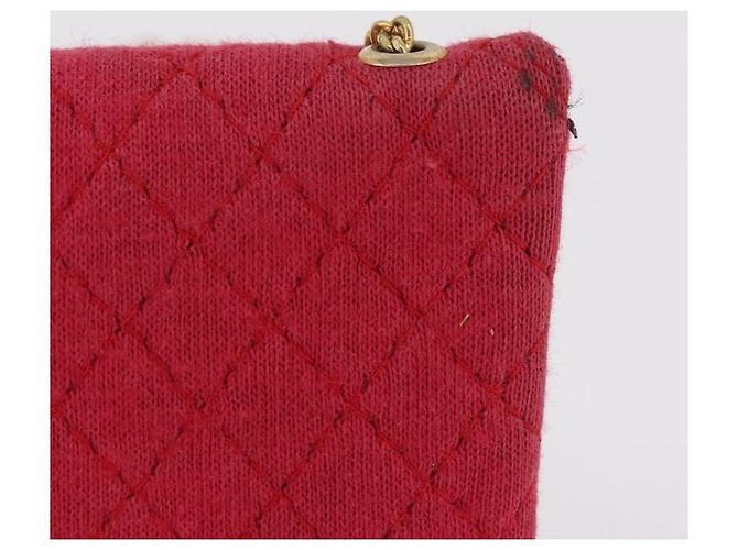 CHANEL Chain Pouch Cotton Pink Gold CC Auth mr2713 Rosa D'oro - vista 3