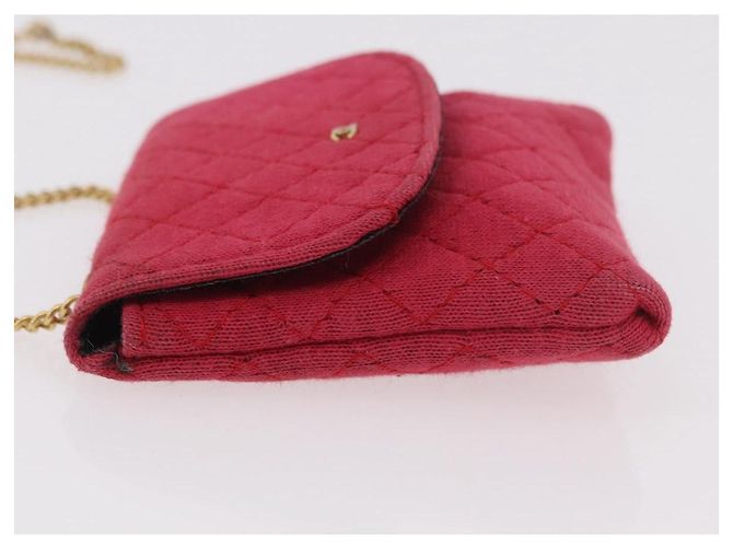 CHANEL Chain Pouch Cotton Pink Gold CC Auth mr2713 Rosa D'oro - vista 5