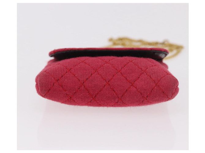 CHANEL Chain Pouch Cotton Pink Gold CC Auth mr2713 Rosa D'oro - vista 6
