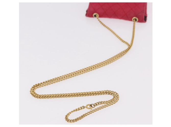 CHANEL Chain Pouch Cotton Pink Gold CC Auth mr2713 Rosa D'oro - vista 8