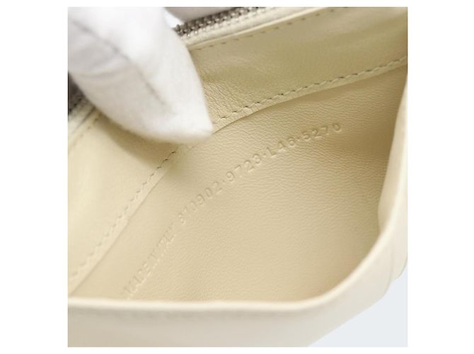 BALENCIAGA Fragment Case Leather Ivory Silver 810902 Auth 191382V Prata Cru - vista 11