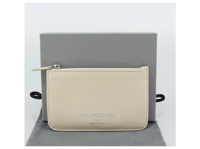 BALENCIAGA Fragment Case Leather Ivory Silver 810902 Auth 191382V Prata Cru - vista 12