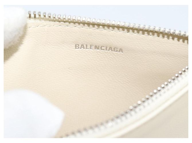 BALENCIAGA Fragment Case Leather Ivory Silver 810902 Auth 191382V Prata Cru - vista 9