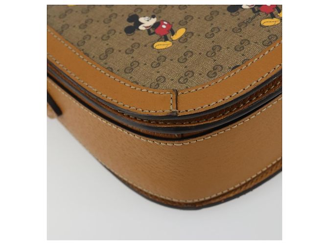 Bolso GUCCI Micro GG Supreme GUCCIxDisney en PVC Beige Oro 602694 Auth ep15085M Dorado - vista 11