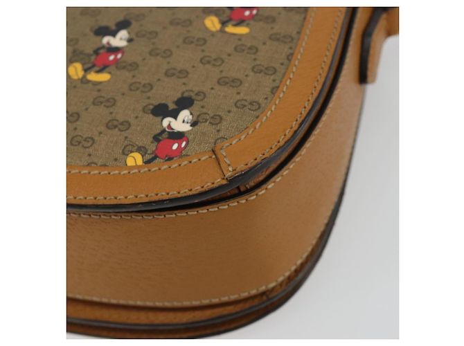 Bolso GUCCI Micro GG Supreme GUCCIxDisney en PVC Beige Oro 602694 Auth ep15085M Dorado - vista 12