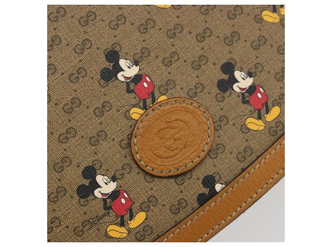 Bolso GUCCI Micro GG Supreme GUCCIxDisney en PVC Beige Oro 602694 Auth ep15085M Dorado - vista 14