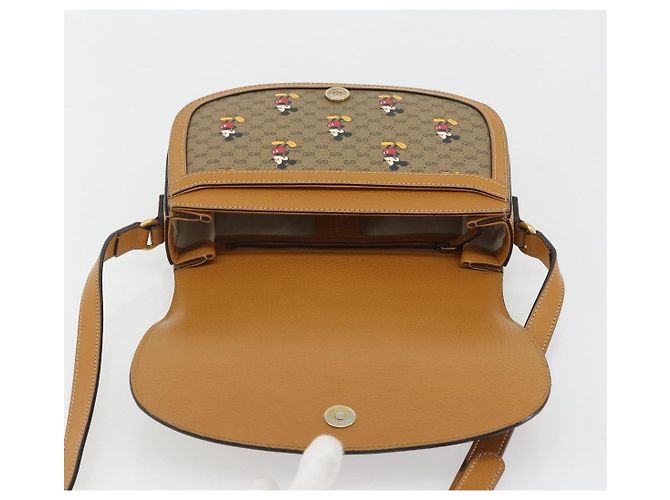 Bolso GUCCI Micro GG Supreme GUCCIxDisney en PVC Beige Oro 602694 Auth ep15085M Dorado - vista 15