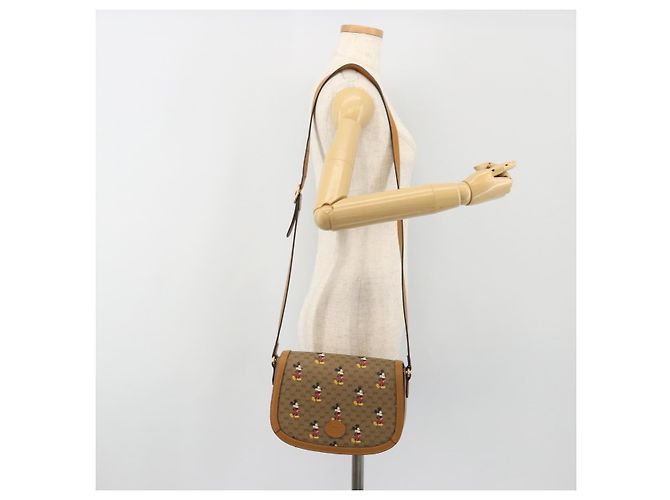 Bolso GUCCI Micro GG Supreme GUCCIxDisney en PVC Beige Oro 602694 Auth ep15085M Dorado - vista 25