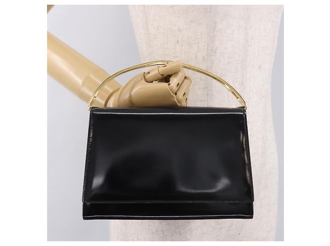 Céline Borsa CELINE in pelle vernice Nero Oro Auth 190425A D'oro - vista 24