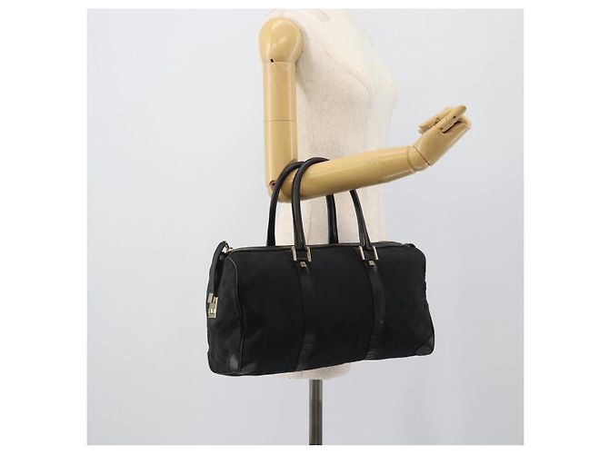 Borsa Boston GUCCI GG Canvas Nera Oro 000 0846 Auth fm5397V Nero D'oro - vista 23