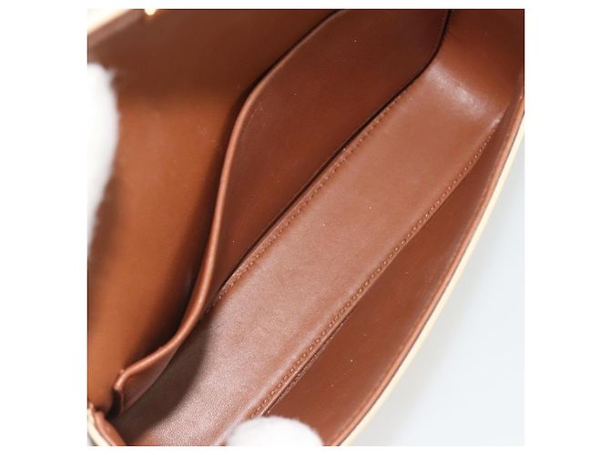 Céline Borsa a Spalla CELINE Triomphe in Pelle Bianco Oro Auth BA13935M D'oro - vista 10