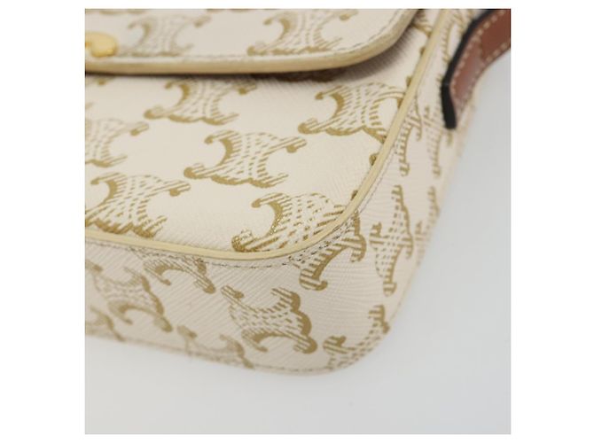 Céline Borsa a Spalla CELINE Triomphe in Pelle Bianco Oro Auth BA13935M D'oro - vista 15