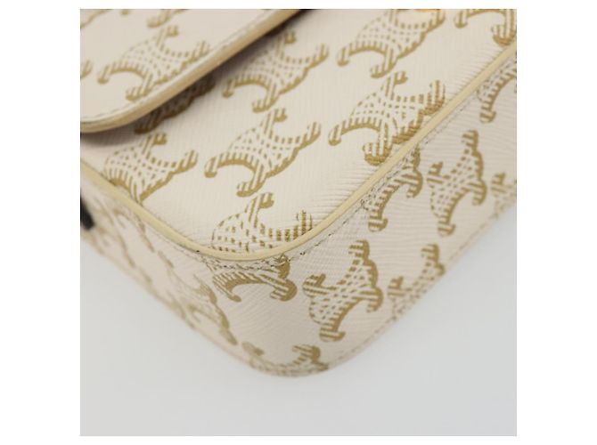 Céline Borsa a Spalla CELINE Triomphe in Pelle Bianco Oro Auth BA13935M D'oro - vista 16