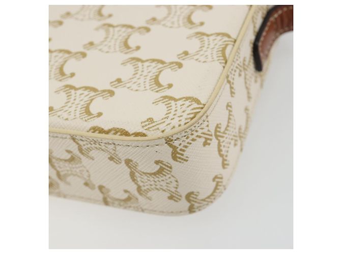 Céline Borsa a Spalla CELINE Triomphe in Pelle Bianco Oro Auth BA13935M D'oro - vista 17