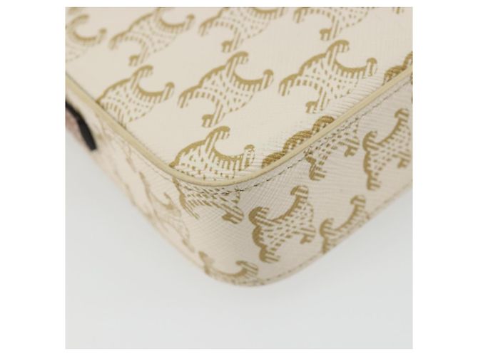 Céline Borsa a Spalla CELINE Triomphe in Pelle Bianco Oro Auth BA13935M D'oro - vista 18