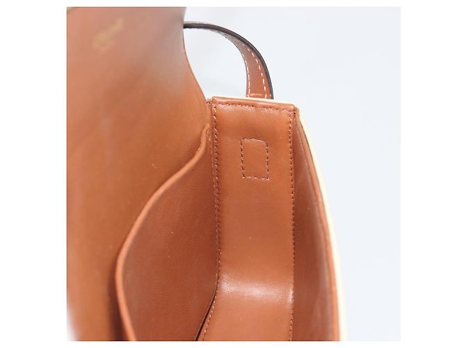 Céline Borsa a Spalla CELINE Triomphe in Pelle Bianco Oro Auth BA13935M D'oro - vista 21