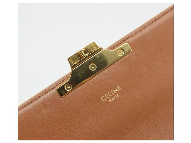 Céline Borsa a Spalla CELINE Triomphe in Pelle Bianco Oro Auth BA13935M D'oro - vista 9
