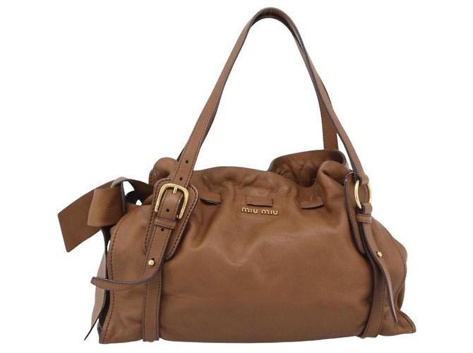 Borsa Tote in Pelle Miu Miu Marrone Auth 187989V - vista 13