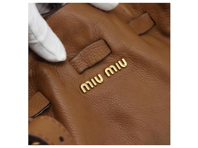 Borsa Tote in Pelle Miu Miu Marrone Auth 187989V - vista 17