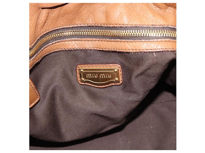Borsa Tote in Pelle Miu Miu Marrone Auth 187989V - vista 18